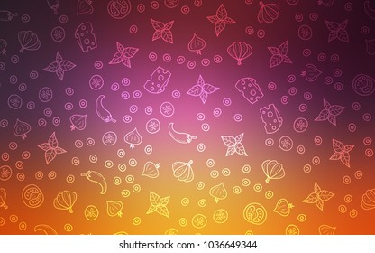 Light Pink, Yellow vector background with tasty food. Decorative shining illustration with food on abstract template. Pattern for ads of breakfast, lunch, dinner.