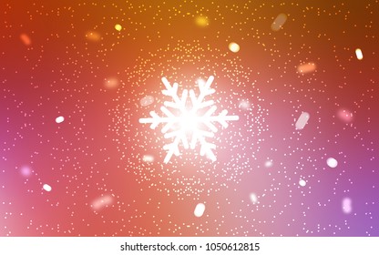 Light Pink, Yellow vector background with xmas snowflakes. Glitter abstract illustration with crystals of ice. The pattern can be used for year new  websites.
