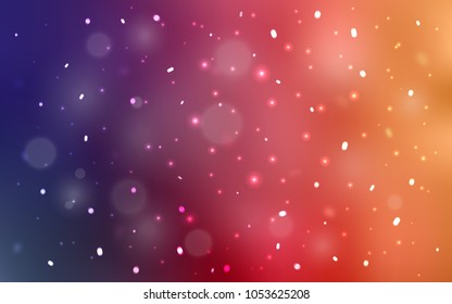 Light Pink, Yellow vector background with xmas snowflakes. Shining colored illustration with snow in christmas style. New year design for your ad, poster, banner.