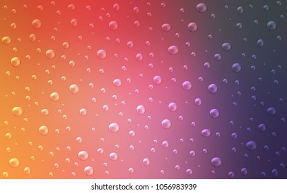 Light Pink, Yellow vector background with bubbles. Glitter abstract illustration with blurred drops of rain. The pattern can be used for ads, leaflets of liquid.