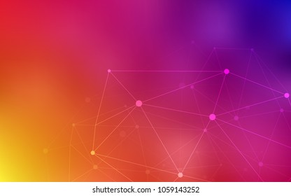 Light Pink, Yellow vector background with dots and lines. Design with connection of dots and lines on colorful background. Beautiful design for your business advert.