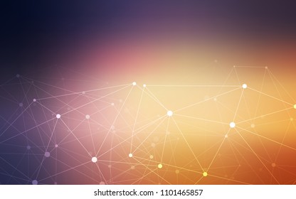 Light Pink, Yellow vector background with dots and lines. Design with connection of dots and lines on colorful background. New design for ad, poster, banner of your website.