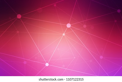Light Pink, Yellow vector background with dots and lines. Abstract illustration with colorful discs and triangles. Pattern can be used for futuristic ad, booklets.