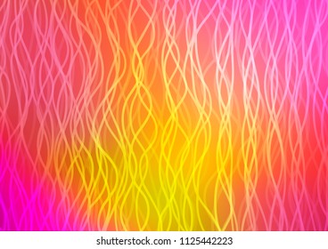 Light Pink, Yellow vector background with bent lines. Shining illustration, which consist of blurred lines, circles. The template for cell phone backgrounds.