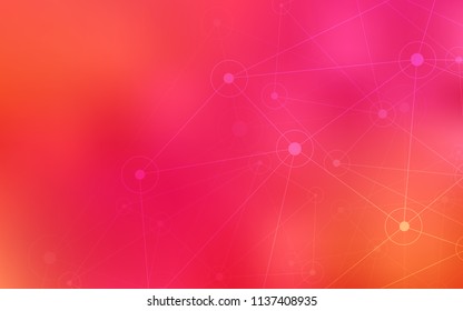 Light Pink, Yellow vector background with bubbles, lines. Illustration with set of colorful abstract circles and lines. Completely new template for your brand book.