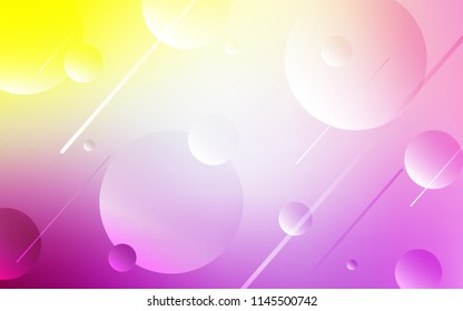Light Pink, Yellow vector background with bubbles. Modern abstract illustration with colorful water drops. Pattern can be used for futuristic ad, booklets.