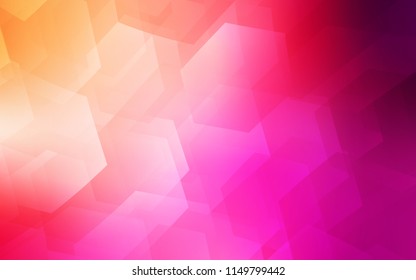 Light Pink, Yellow vector background with hexagons. Glitter abstract illustration in hexagonal style. Beautiful design for your business advert.