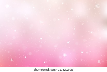 Light Pink, Yellow vector background with xmas snowflakes. Modern geometrical abstract illustration with crystals of ice. The pattern can be used for new year leaflets.