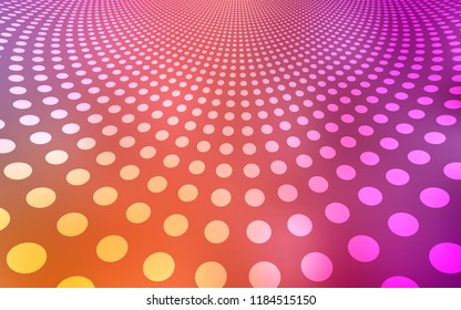 Light Pink, Yellow vector background with bubbles. Glitter abstract illustration with blurred drops of rain. Pattern can be used for ads, leaflets.
