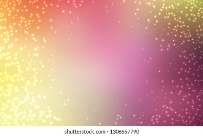 Light Pink, Yellow vector background with astronomical stars. Blurred decorative design in simple style with galaxy stars. Pattern for astrology websites.
