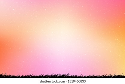 Light Pink, Yellow vector background with galaxy stars. Shining illustration with sky stars on abstract template. Best design for your ad, poster, banner.