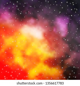 Light Pink, Yellow vector background with small and big stars. Shining colorful illustration with small and big stars. Theme for cell phones.