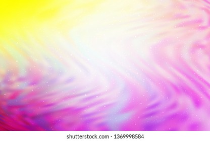 Light Pink, Yellow vector background with astronomical stars. Space stars on blurred abstract background with gradient. Pattern for astrology websites.