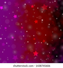 Light Pink, Yellow vector background with circles, stars. Illustration with set of colorful abstract spheres, stars. Design for textile, fabric, wallpapers.
