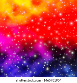 Light Pink, Yellow vector background with small and big stars. Colorful illustration in abstract style with gradient stars. Best design for your ad, poster, banner.
