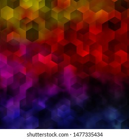Light Pink, Yellow vector background with set of hexagons. Colorful hexagons on blur backdrop. Design for website posters, banners.