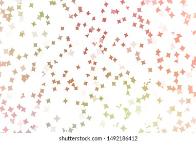 Light Pink, Yellow vector background with small and big stars. Stars on blurred abstract background with gradient. Template for cosmic backgrounds.