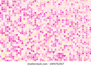 Light Pink, Yellow vector background with polygonal style. Illustration with set of colorful triangles. Modern template for landing page.