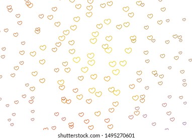 Light Pink, Yellow vector background with Shining hearts. Decorative shining illustration with hearts on abstract template. Pattern for valentine's ad, booklets.