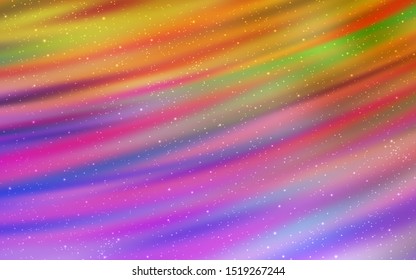 Light Pink, Yellow vector background with astronomical stars. Space stars on blurred abstract background with gradient. Smart design for your business advert.