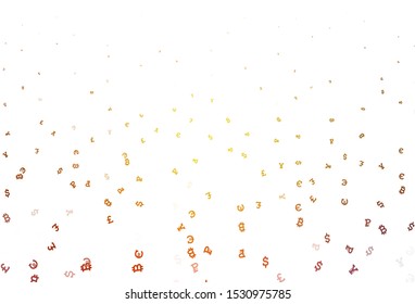 Light Pink, Yellow vector background with financial symbols. Shining illustration with signs of currency on abstract template. Design for business advert of economic, wealth.
