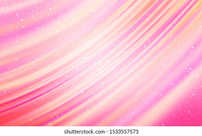 Light Pink, Yellow vector background with galaxy stars. Shining illustration with sky stars on abstract template. Best design for your ad, poster, banner.