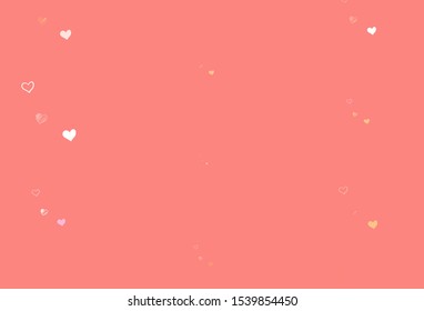 Light Pink, Yellow vector background with hearts. Decorative shining illustration with hearts on abstract template. Design for your business advert of anniversary.