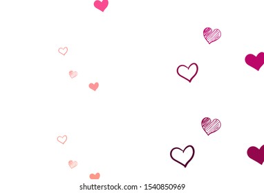 Light Pink, Yellow vector background with Shining hearts. Illustration with hearts in love concept for valentine's day. Template for Valentine's greeting postcards.