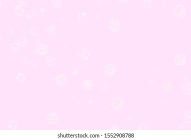 Light Pink, Yellow vector background with tasty food. Beautiful colorful illustration with food in doodle style. Design for ad, poster, banner of cafes or restaurants.