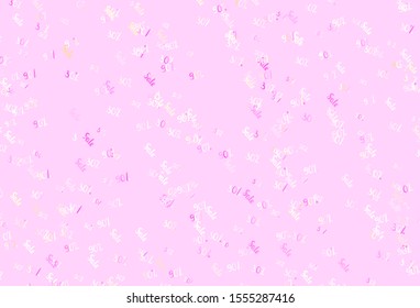 Light Pink, Yellow vector background with 30, 50, 90 % signs of sales. Gradient illustration with discount signs on white backdrop. Template for season sales, shopping ads.