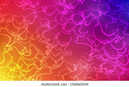 Light Pink, Yellow vector background with spicy peppers. Beautiful colored illustration with peppers in doodle style. Design for ad, poster, banner of cafes or restaurants.