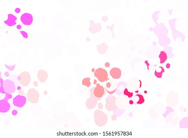 Light Pink, Yellow vector background with bubbles. Glitter abstract illustration with blurred drops of rain. Design for poster, banner of websites.