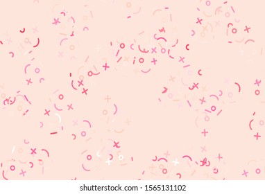 Light Pink, Yellow vector background with arithmetic signs. Colored mathematic signs with gradient on white background. Pattern for ad, booklets, leaflets of education.