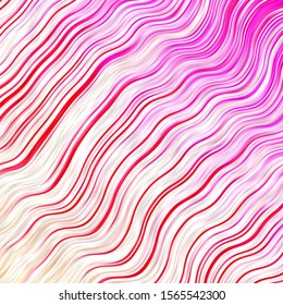 Light Pink, Yellow vector background with bent lines. Abstract gradient illustration with wry lines. Pattern for ads, commercials.