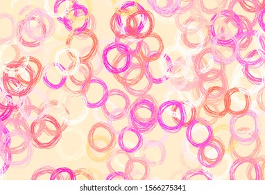 Light Pink, Yellow vector background with bubbles. Illustration with set of shining colorful abstract circles. Pattern for beautiful websites.