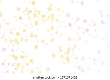 Light Pink, Yellow vector background with cuisine gourmet. Glitter abstract sketch with gourmet food. Pattern for ad, booklets, leaflets of restaurants.