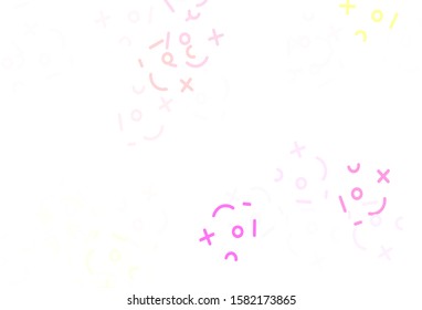 Light Pink, Yellow vector background with math elements. Modern geometrical illustration with numerals. Smart design for university advert.