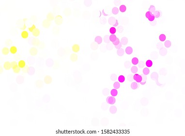 Light Pink, Yellow vector background with bubbles. Modern abstract illustration with colorful water drops. Pattern for textures of wallpapers.