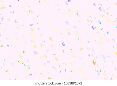 Light Pink, Yellow vector background with 30, 50, 90 % signs of sales. Shining colorful illustration with isolated selling prices. Pattern for ads, posters, banners of sales.