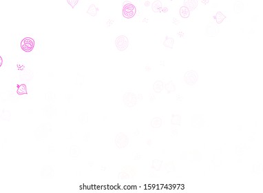 Light Pink, Yellow vector background with cuisine gourmet. Colorful decorative design of snacks in doodle style. Template for meal cooking in kitchen.