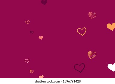 Light Pink, Yellow vector background with Shining hearts. Illustration with hearts in love concept for valentine's day. Template for Valentine's greeting postcards.