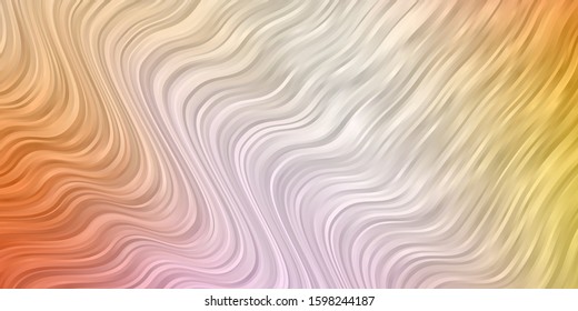 Light Pink, Yellow vector background with wry lines. Colorful geometric sample with gradient curves.  Best design for your ad, poster, banner.