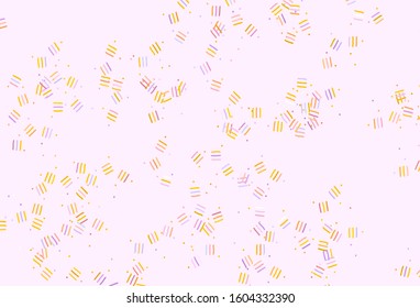 Light Pink, Yellow vector background with stright stripes, dots. Glitter abstract illustration with colorful sticks. Best design for your ad, poster, banner.