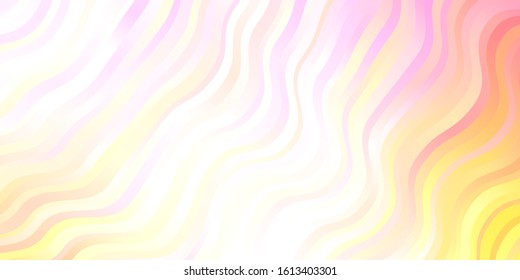 Light Pink, Yellow vector background with curves. Colorful illustration with curved lines. Pattern for commercials, ads.