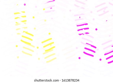 Light Pink, Yellow vector background with stright stripes. Lines on blurred abstract background with gradient. Best design for your ad, poster, banner.
