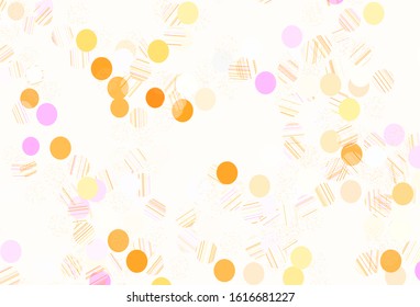 Light Pink, Yellow vector background with bubbles. Beautiful colored illustration with blurred circles in nature style. Design for poster, banner of websites.