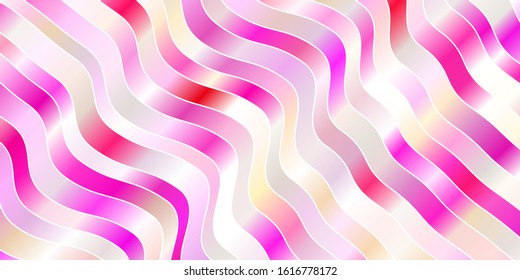 Light Pink, Yellow vector background with bent lines. Abstract gradient illustration with wry lines. Best design for your ad, poster, banner.