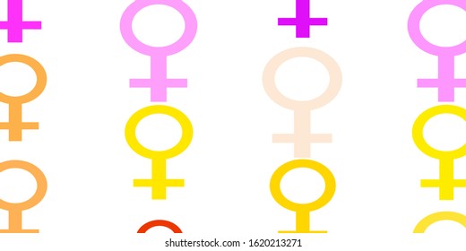 Light Pink, Yellow vector background with woman symbols. Illustration with signs of women's strength and power. Smart design for your apps.