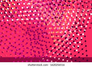 Light Pink, Yellow vector background with triangles, circles. Decorative design in abstract style with lines, dots. Pattern for commercials.