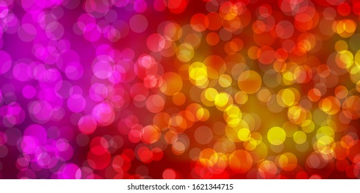 Light Pink, Yellow vector background with bubbles. Modern abstract illustration with colorful circle shapes. Pattern for booklets, leaflets.